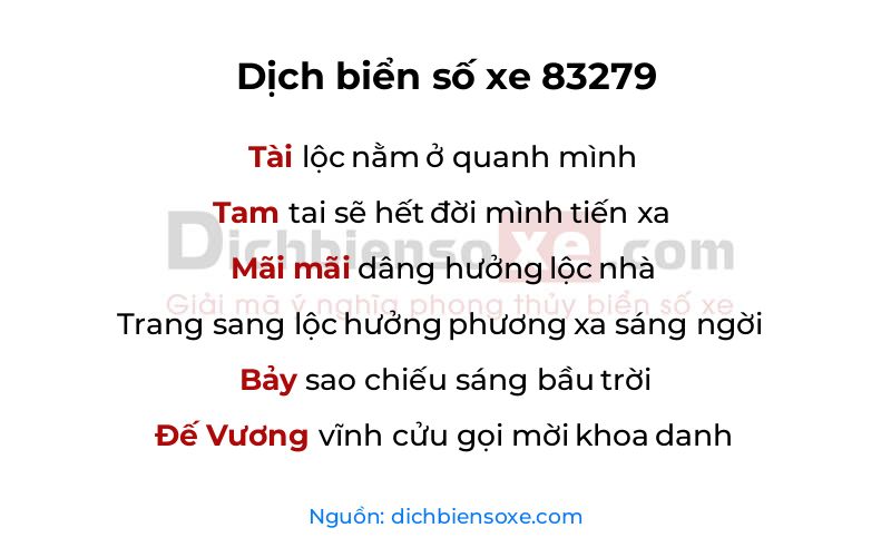 Dịch thơ biển số 83279