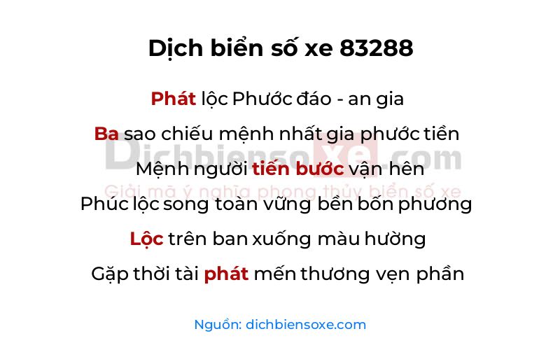 Dịch thơ biển số 83288