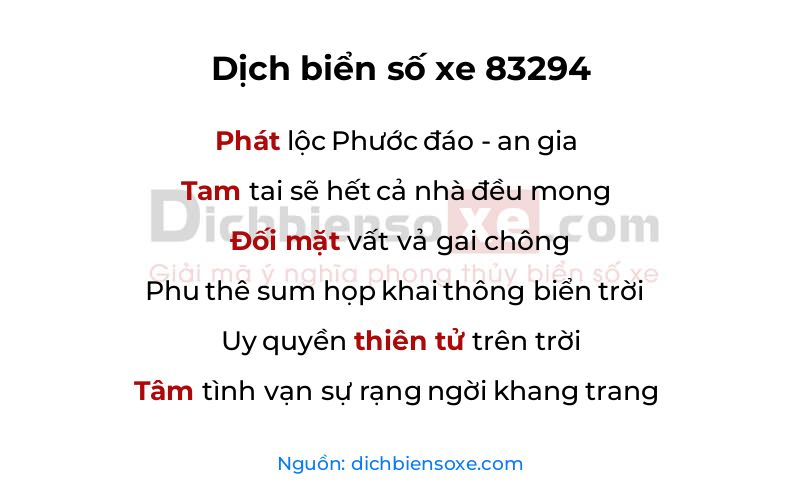 Dịch thơ biển số 83294