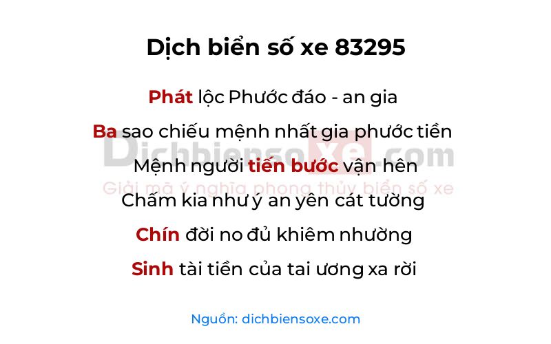 Dịch thơ biển số 83295
