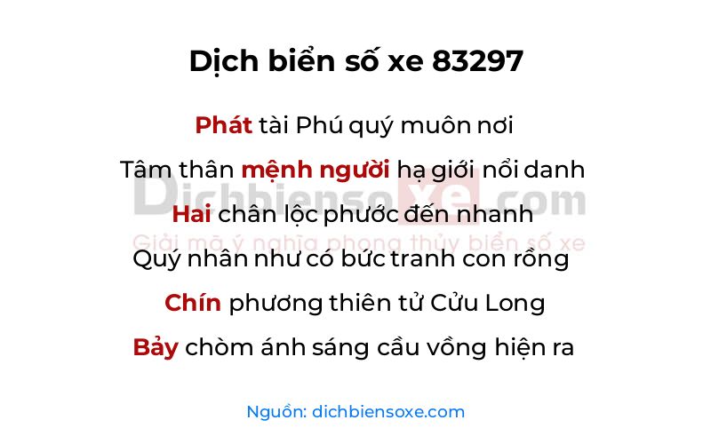 Dịch thơ biển số 83297