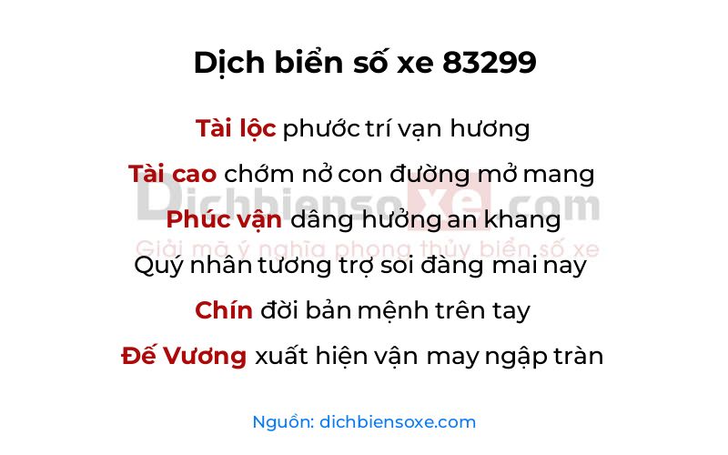 Dịch thơ biển số 83299