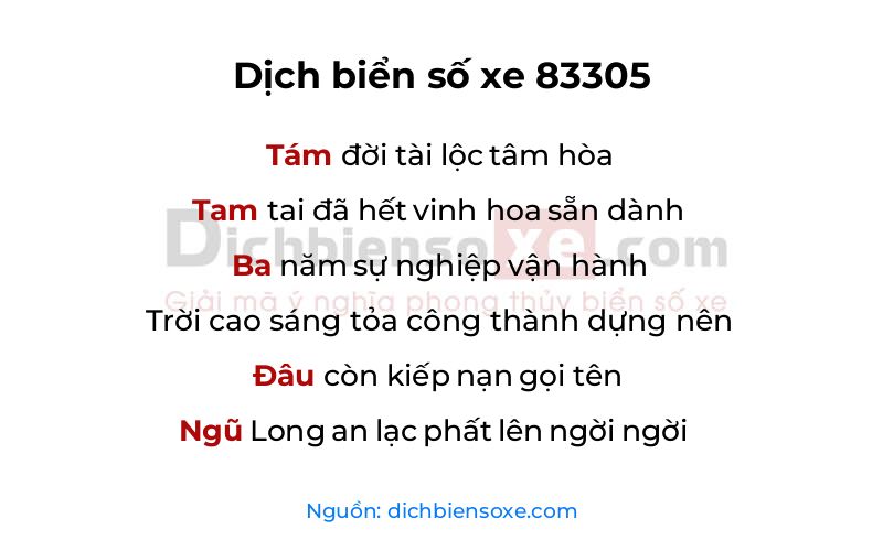 Dịch thơ biển số 83305
