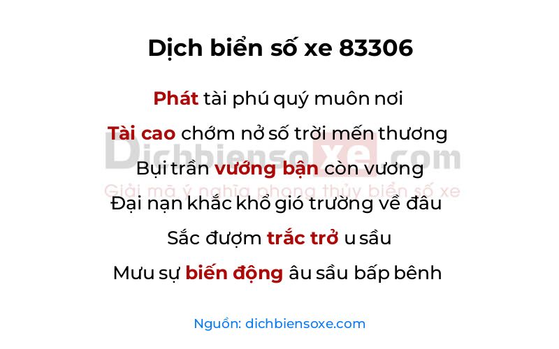 Dịch thơ biển số 83306