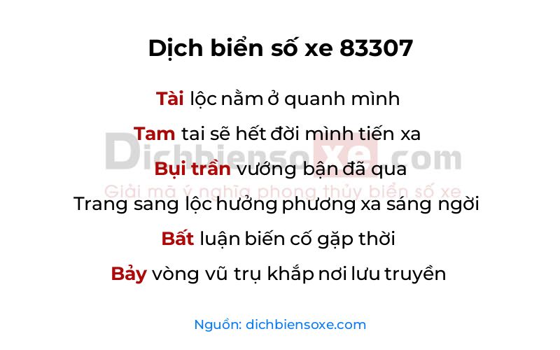 Dịch thơ biển số 83307