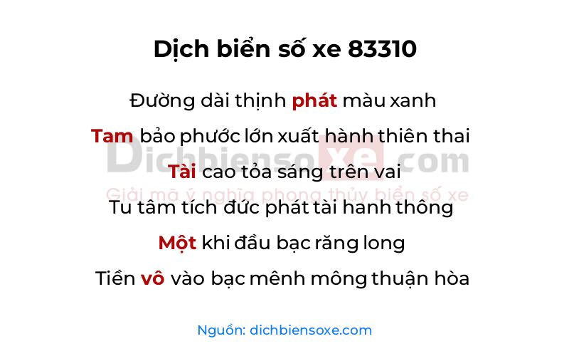 Dịch thơ biển số 83310