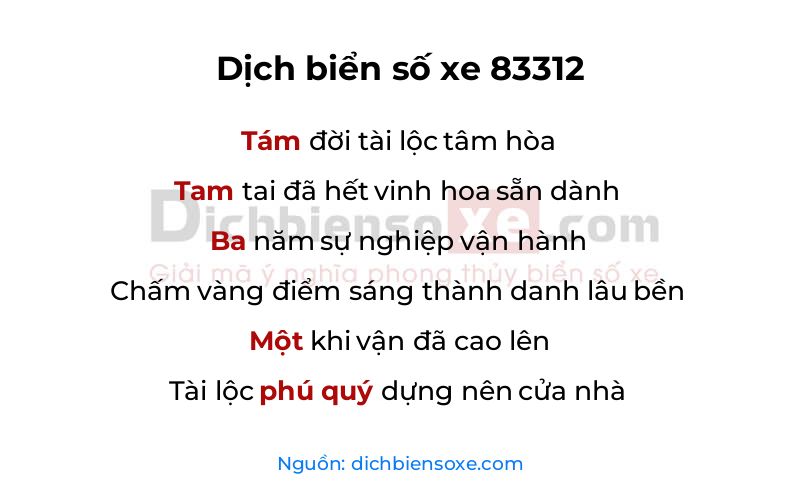Dịch thơ biển số 83312