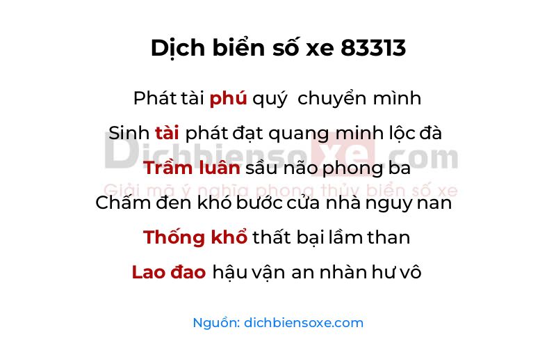 Dịch thơ biển số 83313