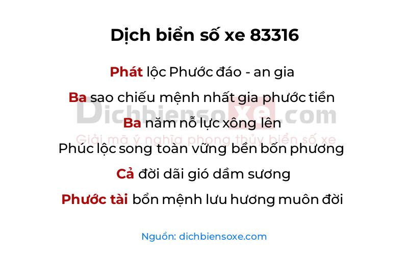 Dịch thơ biển số 83316