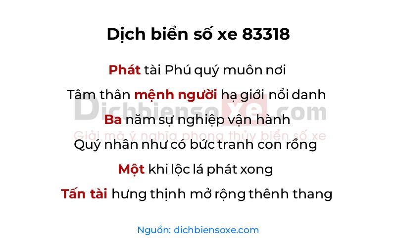 Dịch thơ biển số 83318
