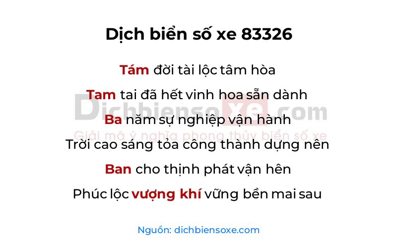Dịch thơ biển số 83326