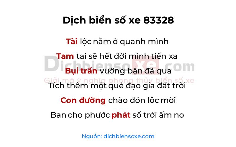 Dịch thơ biển số 83328