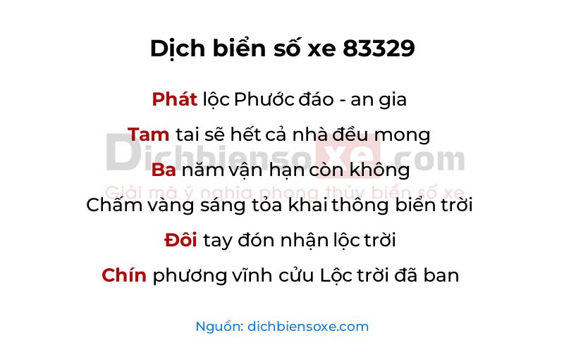 Dịch thơ biển số 83329