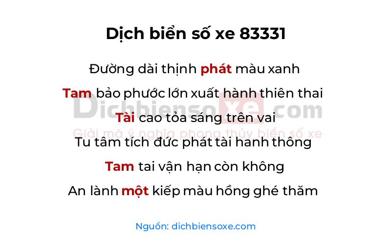 Dịch thơ biển số 83331