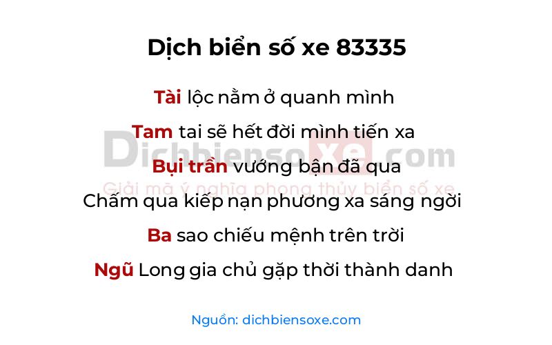Dịch thơ biển số 83335