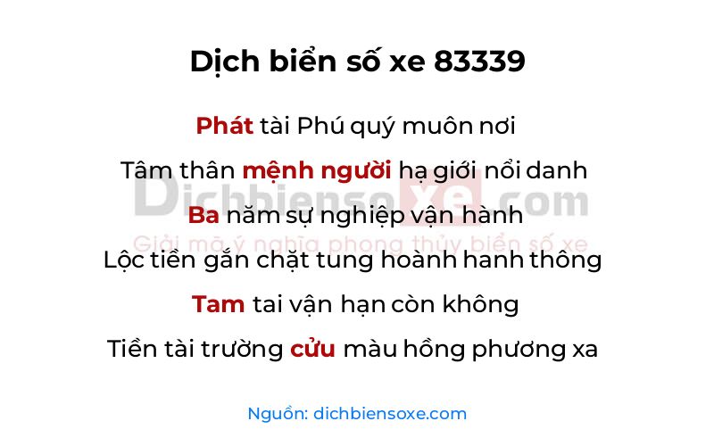 Dịch thơ biển số 83339