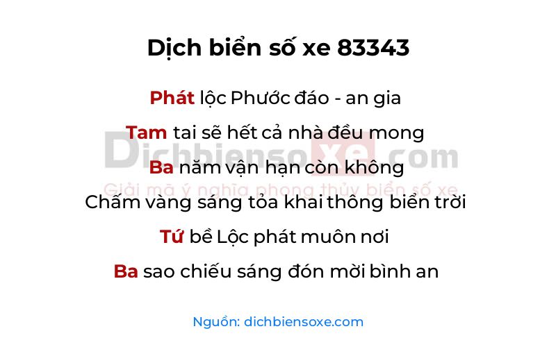 Dịch thơ biển số 83343