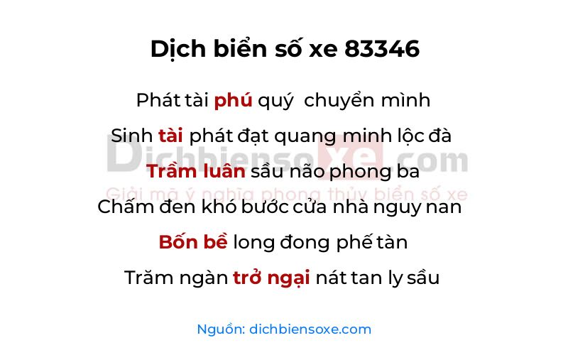 Dịch thơ biển số 83346