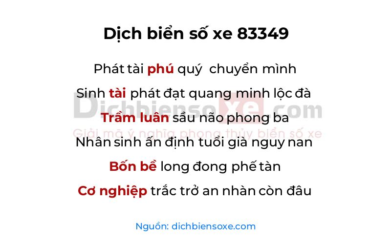 Dịch thơ biển số 83349