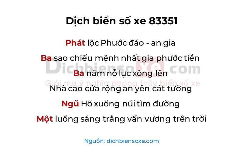 Dịch thơ biển số 83351