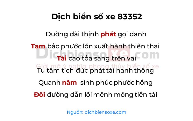 Dịch thơ biển số 83352