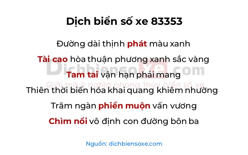 Dịch thơ biển số 83353