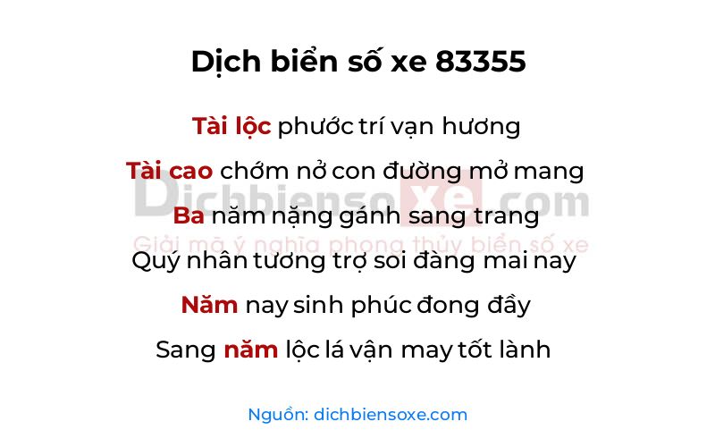 Dịch thơ biển số 83355