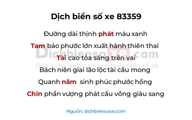Dịch thơ biển số 83359