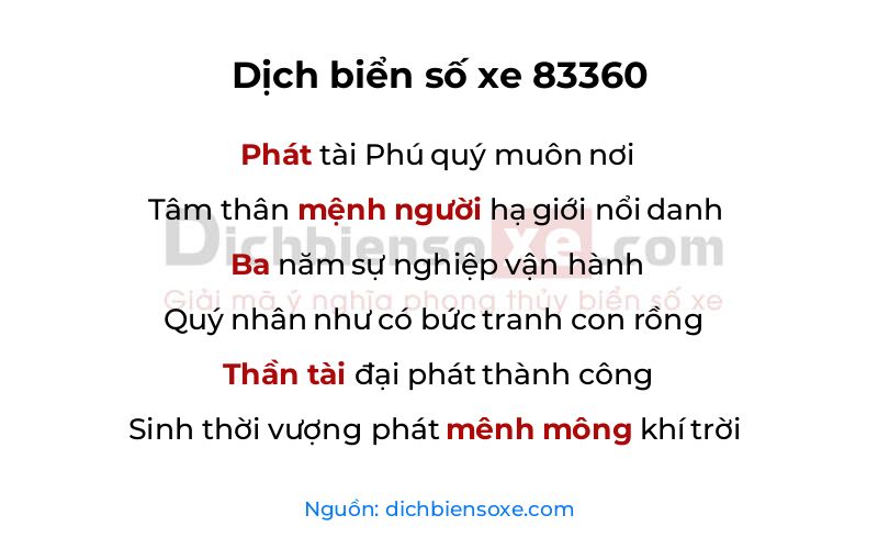 Dịch thơ biển số 83360