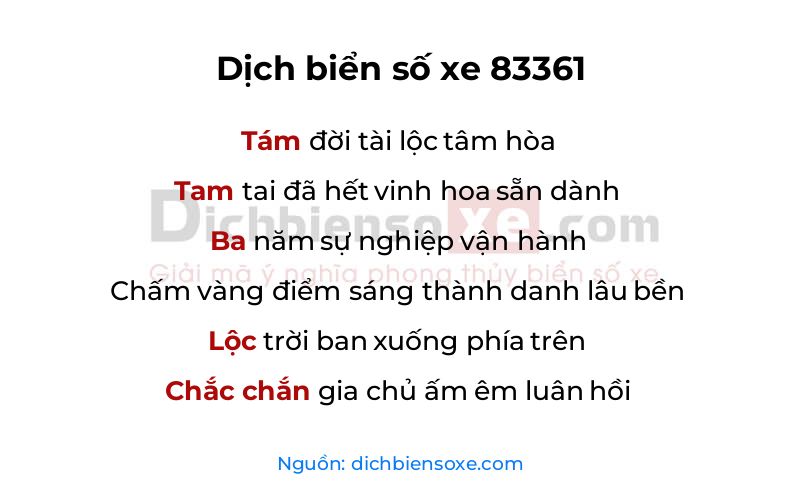 Dịch thơ biển số 83361