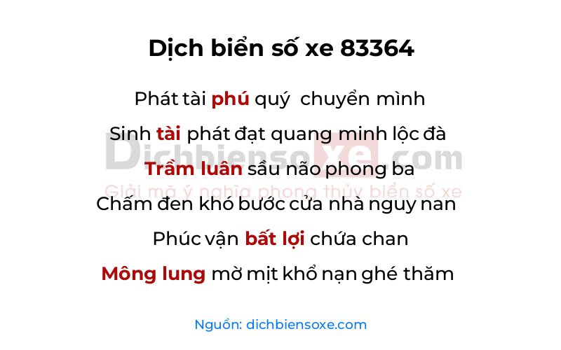 Dịch thơ biển số 83364