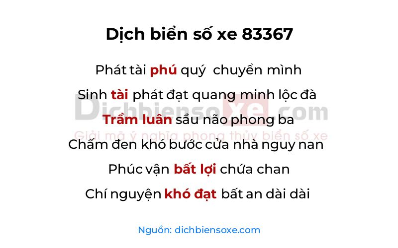 Dịch thơ biển số 83367