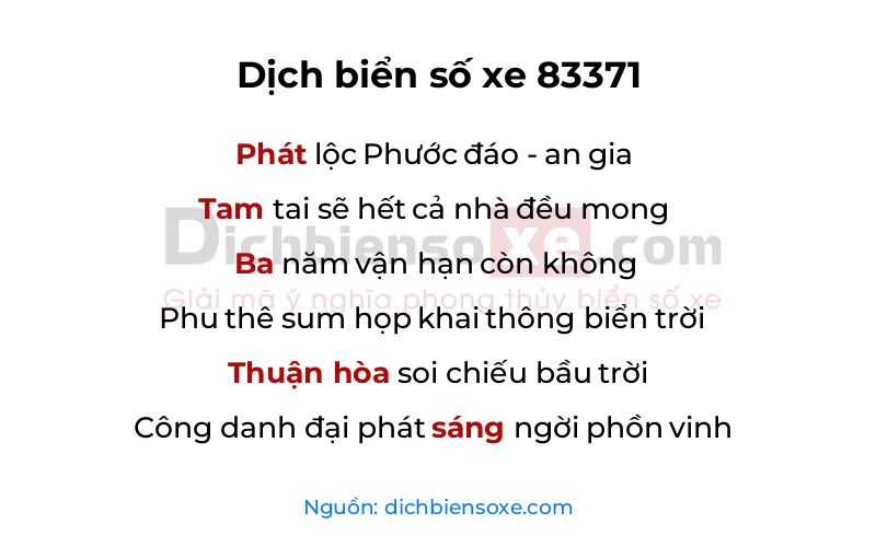 Dịch thơ biển số 83371