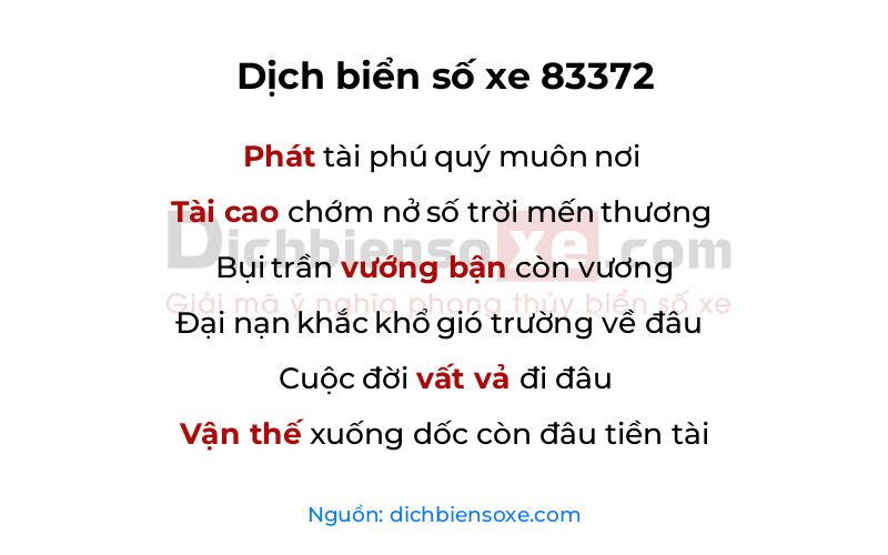 Dịch thơ biển số 83372