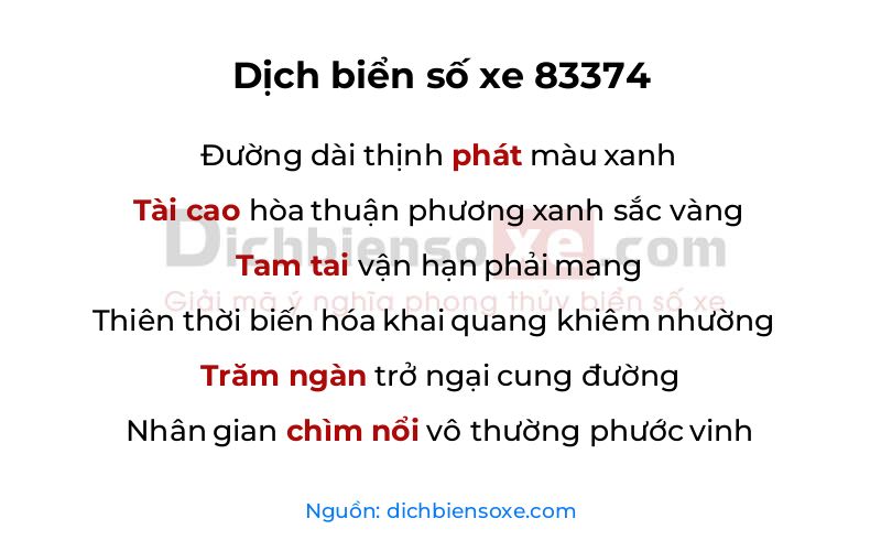 Dịch thơ biển số 83374