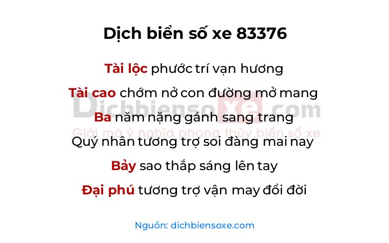 Dịch thơ biển số 83376