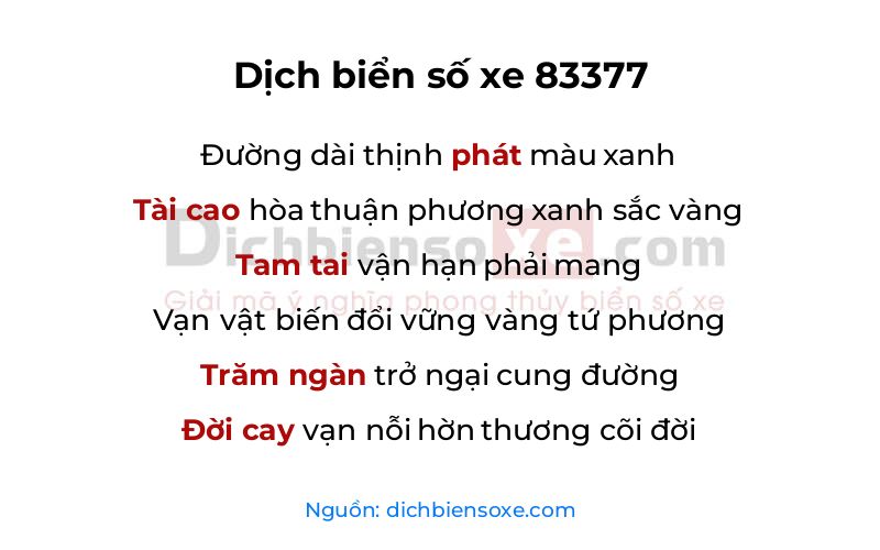 Dịch thơ biển số 83377