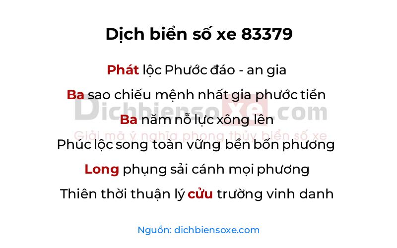Dịch thơ biển số 83379