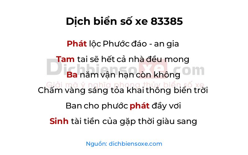 Dịch thơ biển số 83385
