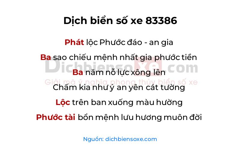 Dịch thơ biển số 83386