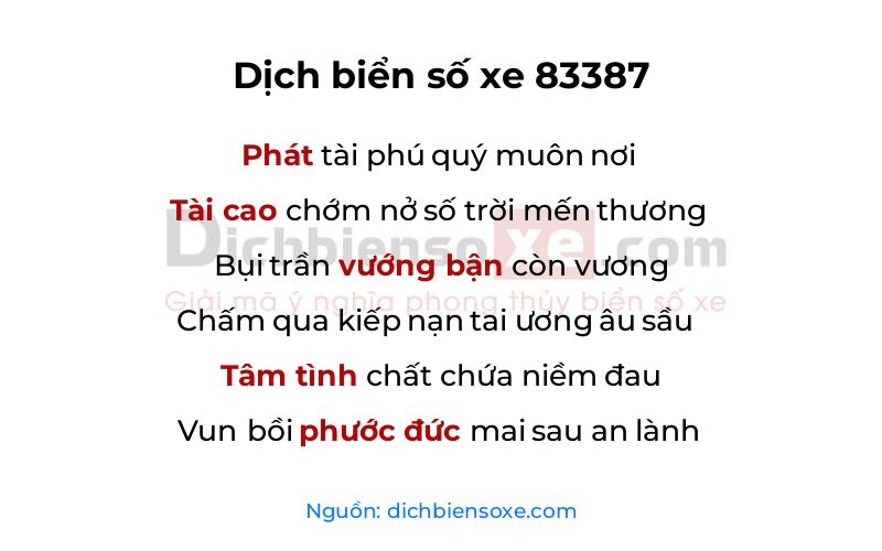 Dịch thơ biển số 83387