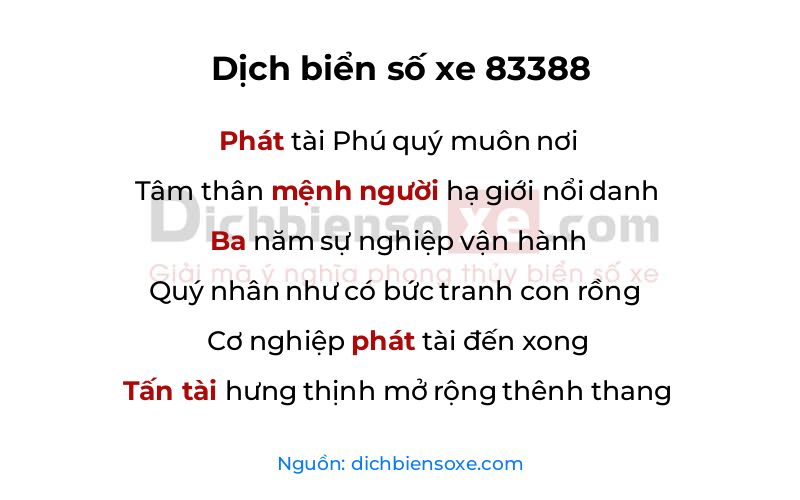 Dịch thơ biển số 83388