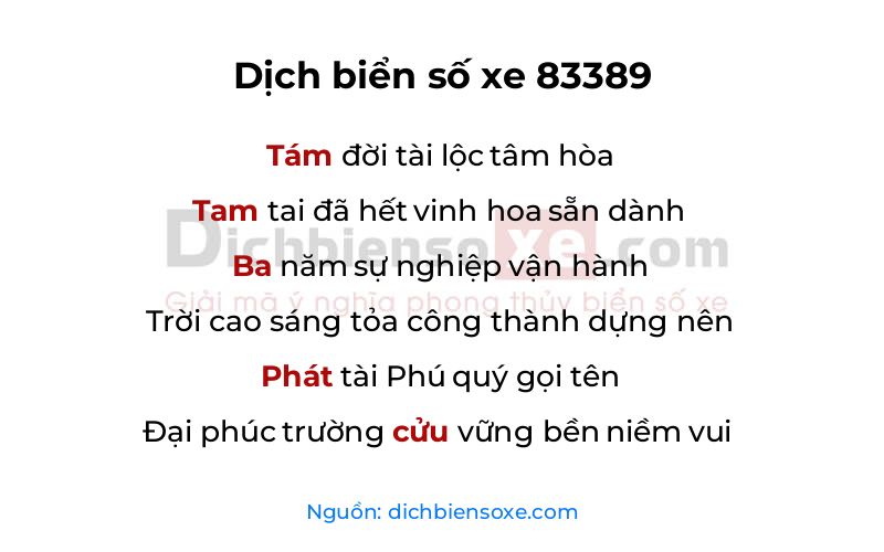 Dịch thơ biển số 83389