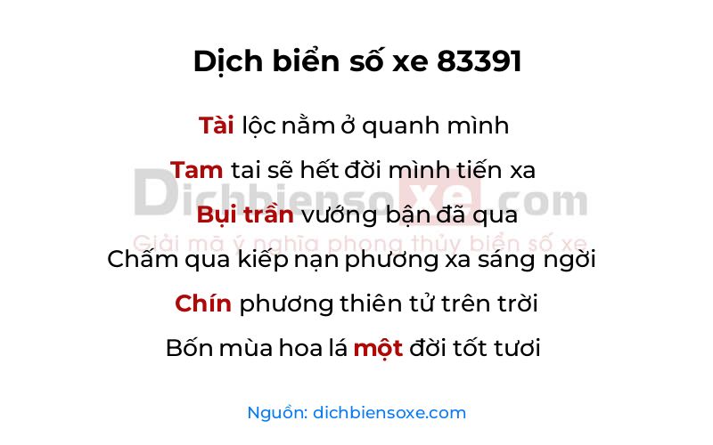 Dịch thơ biển số 83391