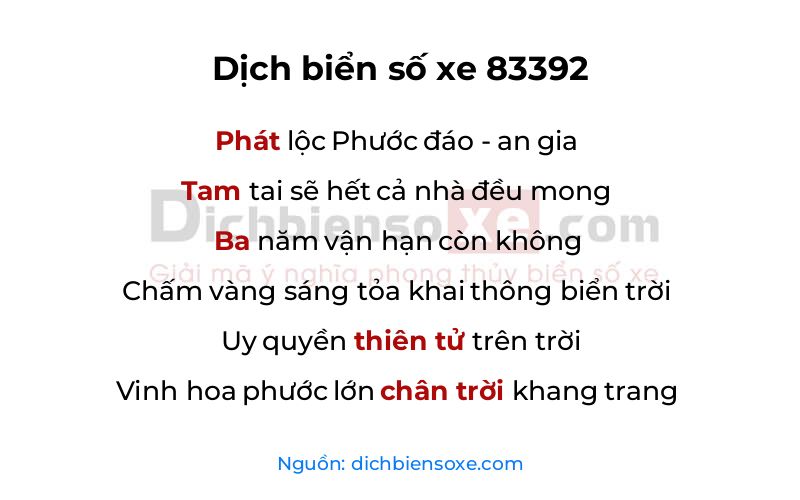 Dịch thơ biển số 83392