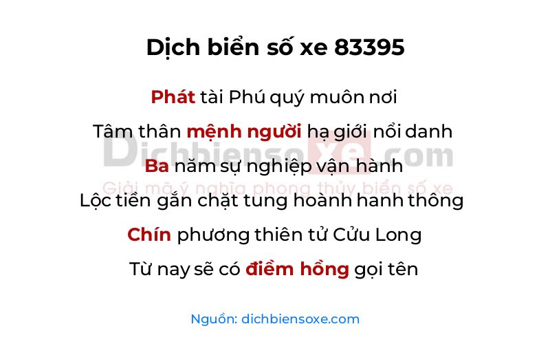 Dịch thơ biển số 83395