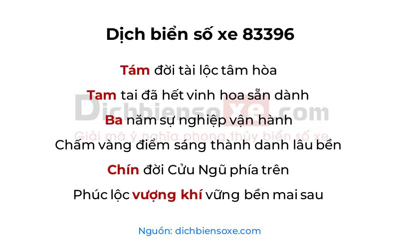 Dịch thơ biển số 83396