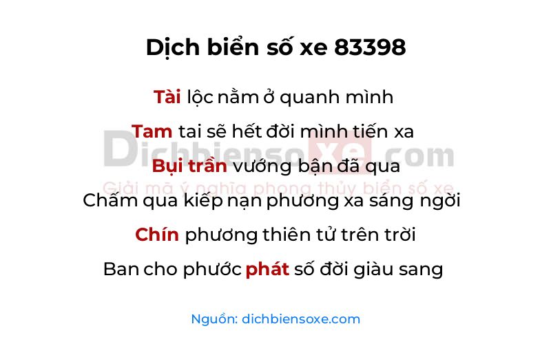 Dịch thơ biển số 83398