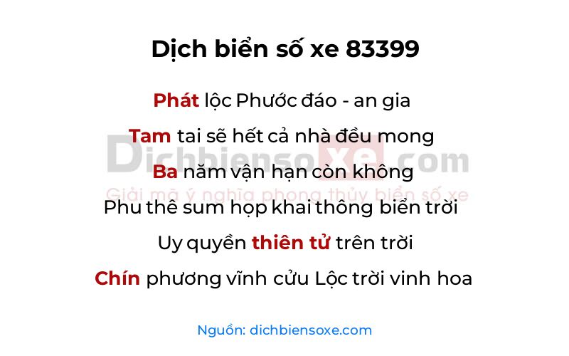 Dịch thơ biển số 83399