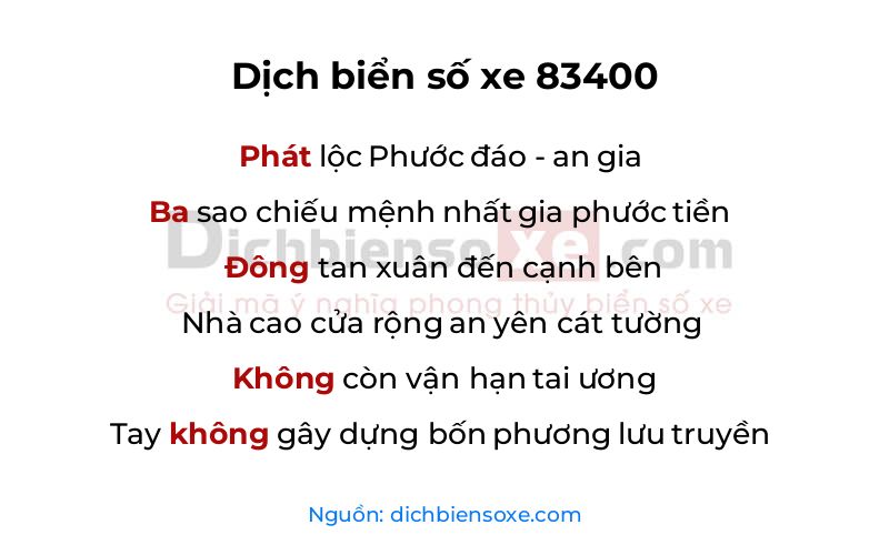 Dịch thơ biển số 83400